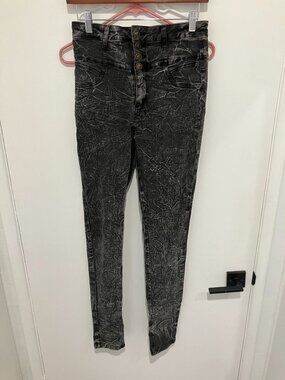 Cello Jeans Juniors Acid Wash Jeans, Black/White, Size 9